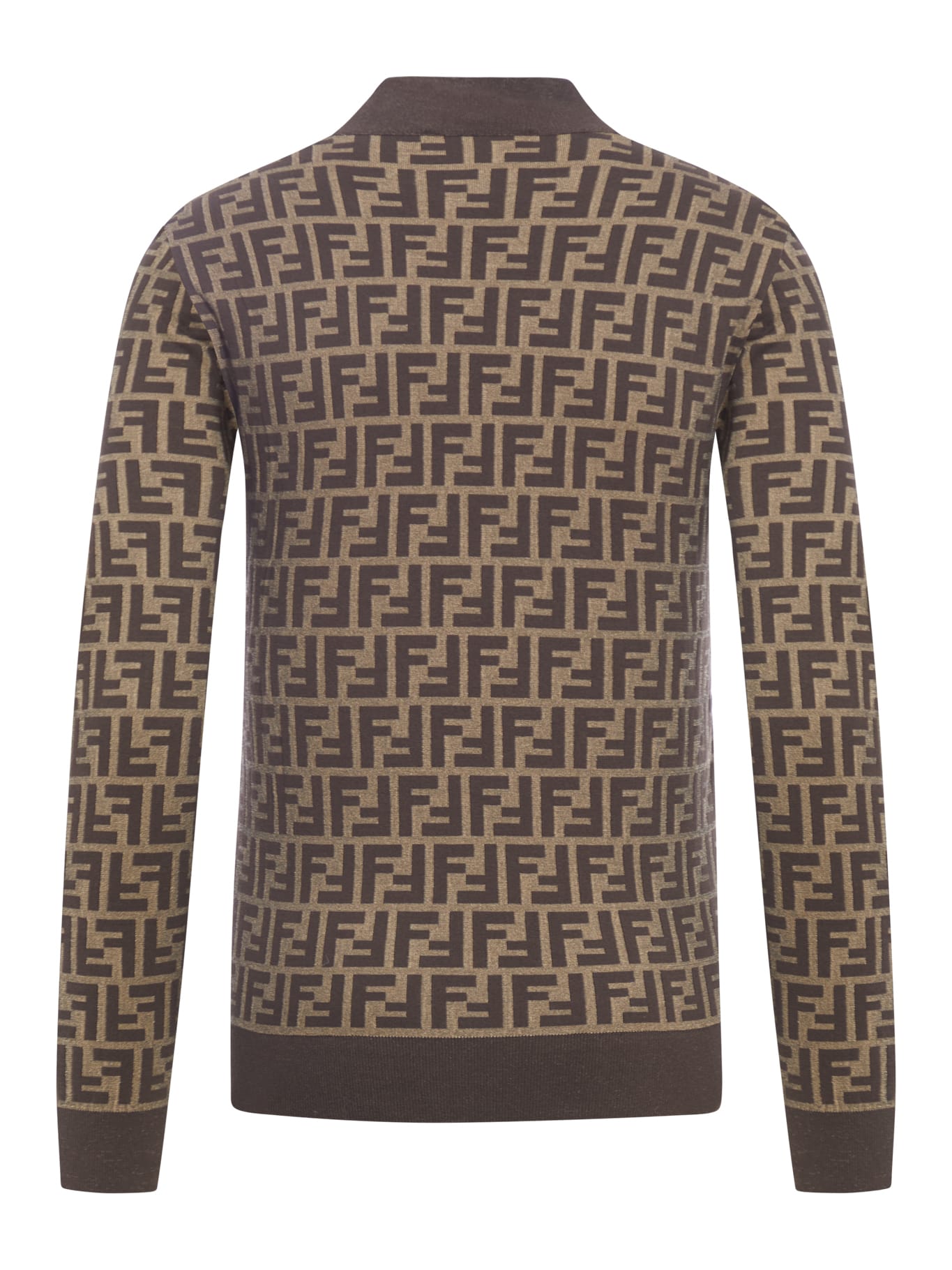 Shop Fendi Pull Ff Istit. Cotton Knit In Gge Tobacco