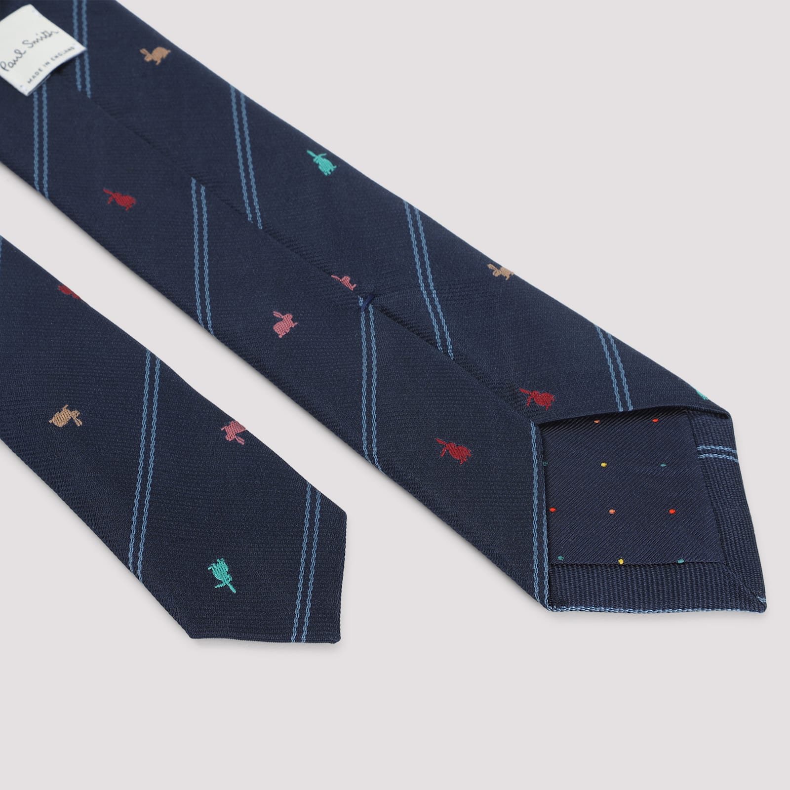 Paul Smith Navy Silk 'rabbit' Pinstripe Tie Blue In Blue