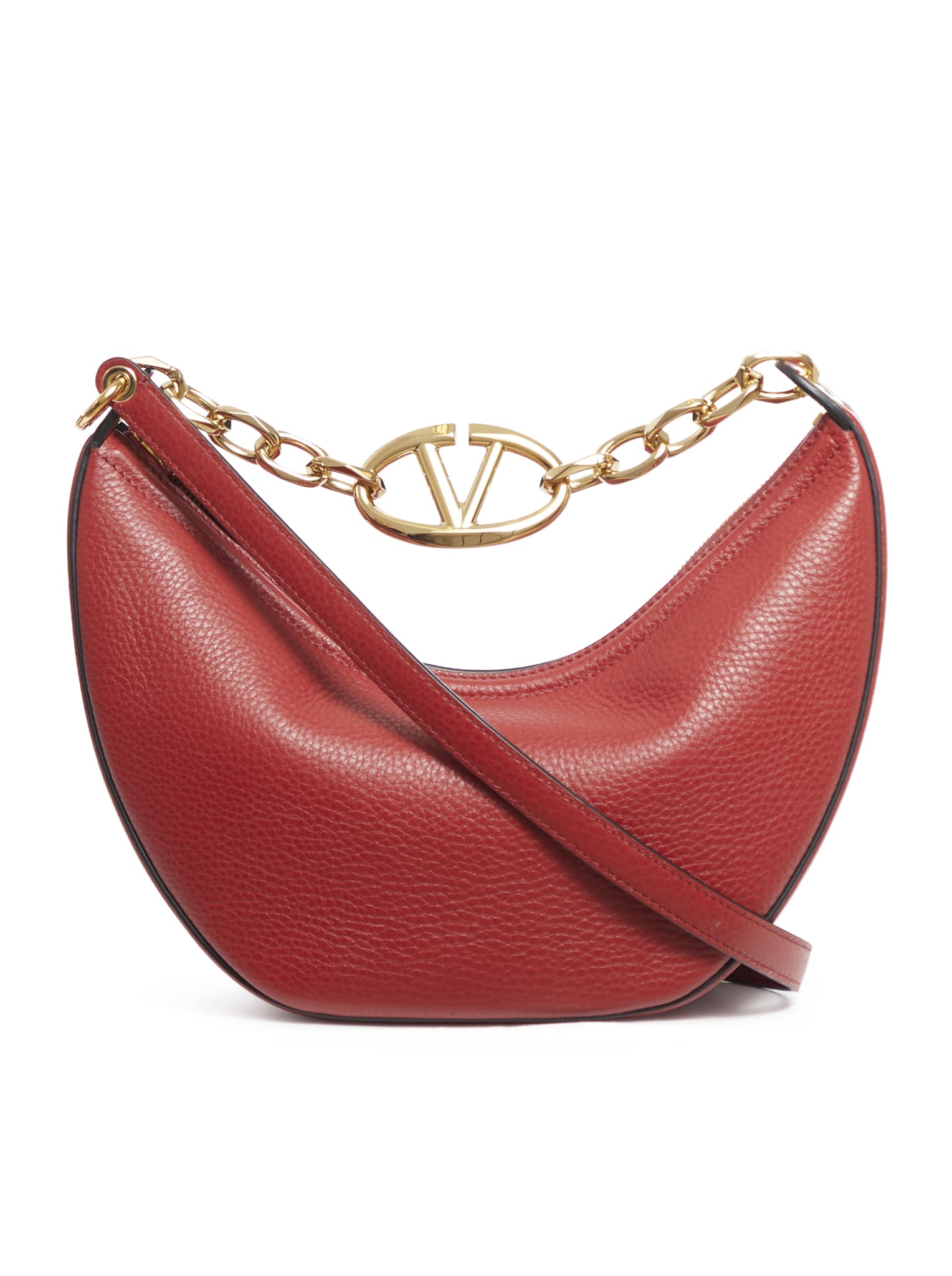 Shop Valentino Vlogo Moon Bag Handbag In Red