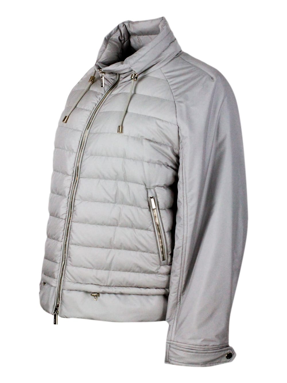 Shop Moorer Lightweight 100 Gram Fine Down Jacket With An A-line Shape And Adjustable Drawstring At The Hem And  In Ice