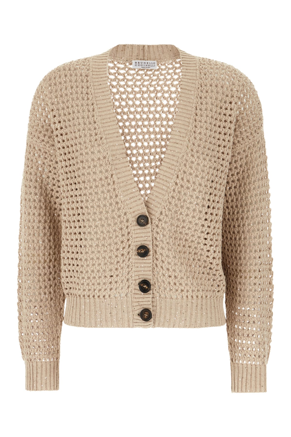 Brunello Cucinelli Cappuccino Cotton Blend Cardigan In Lightbrown