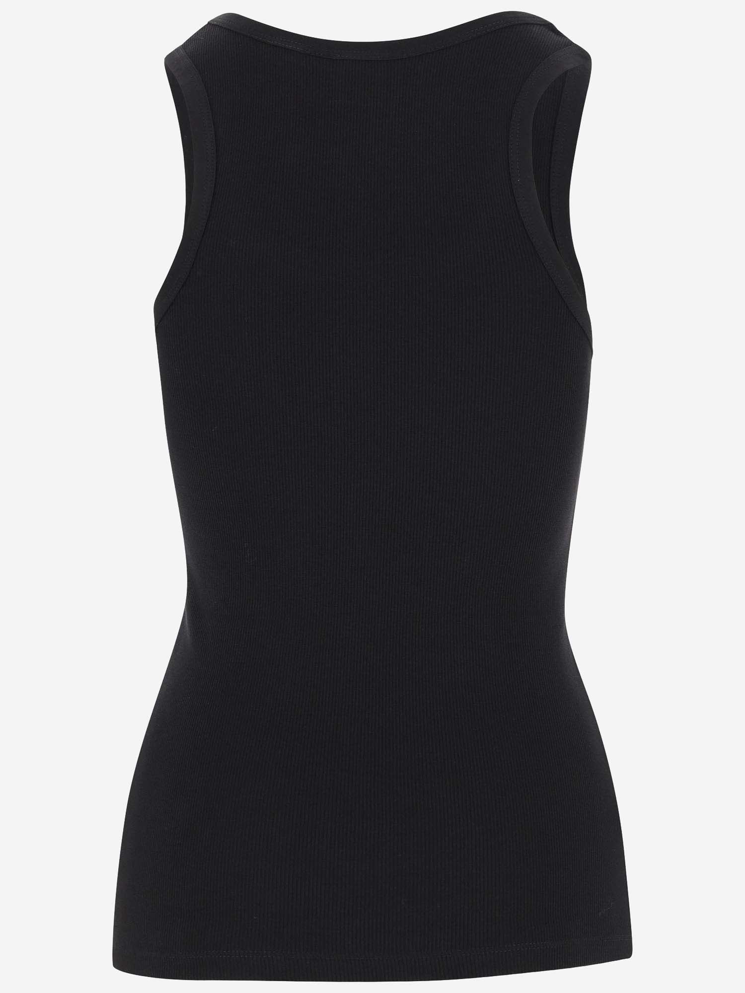 Shop Pinko Stretch Cotton Tank Top With Logo In Black