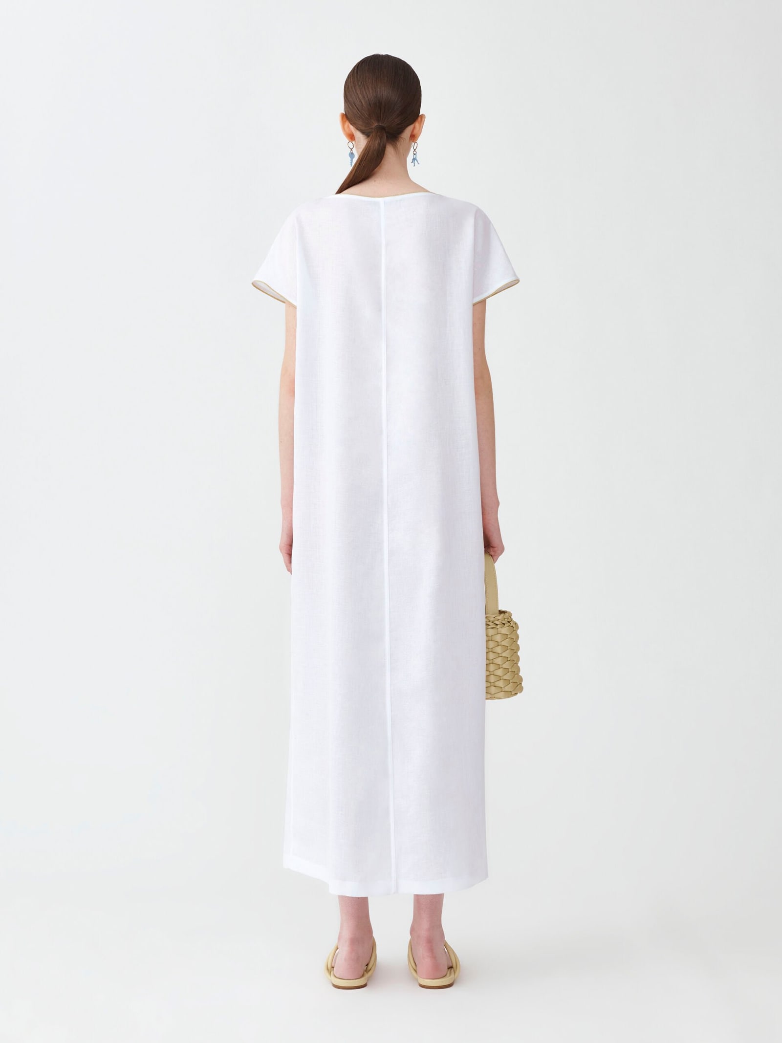 Shop Fabiana Filippi White Linen Dress In Bianco Ottico