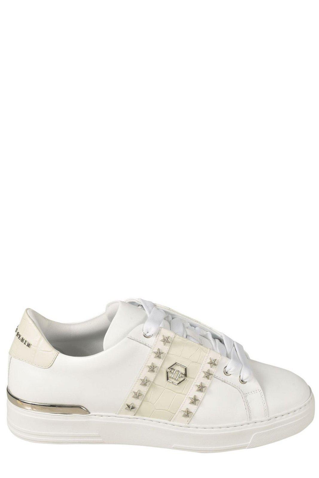 Philipp Plein Logo-plaque Lace-up Sneakers In Bianco