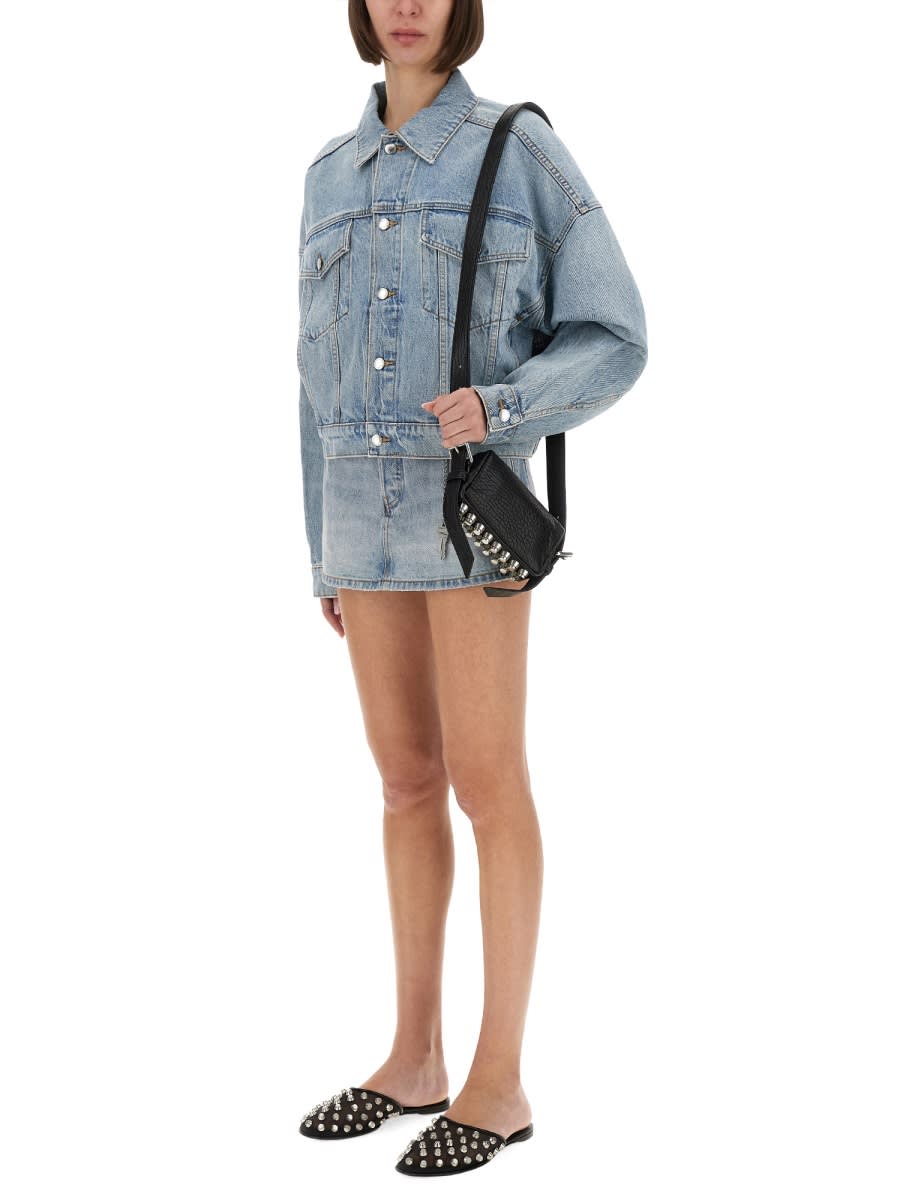 Alexander Wang Boxy Fit Denim Trucker Jacket In Blue