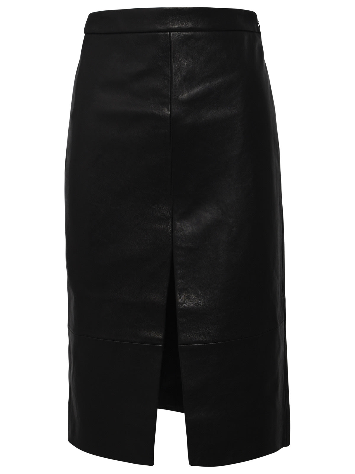 Shop Khaite Freser Black Leather Skirt