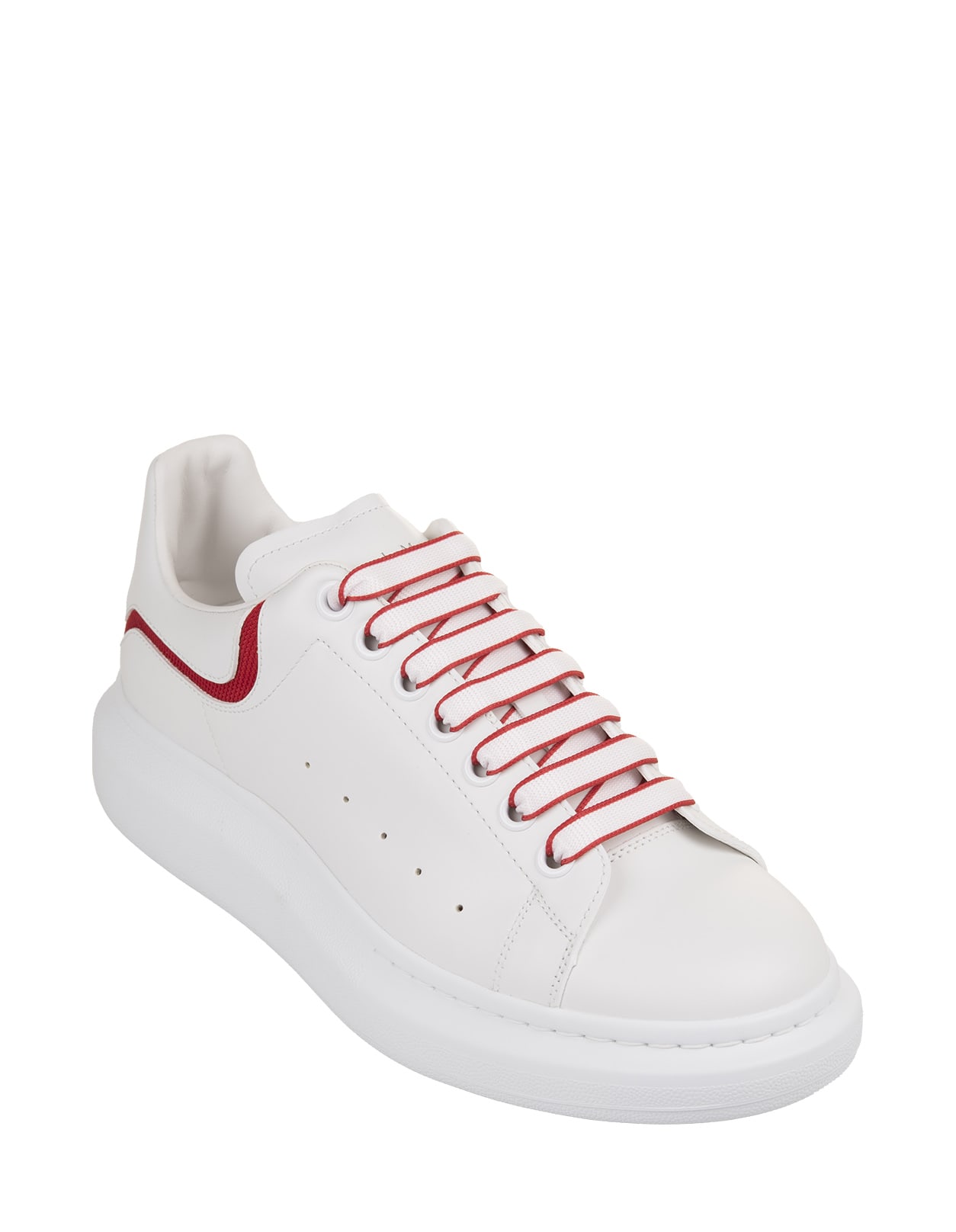 Shop Alexander Mcqueen White Oversized Sneakers With Red Insert On Heel