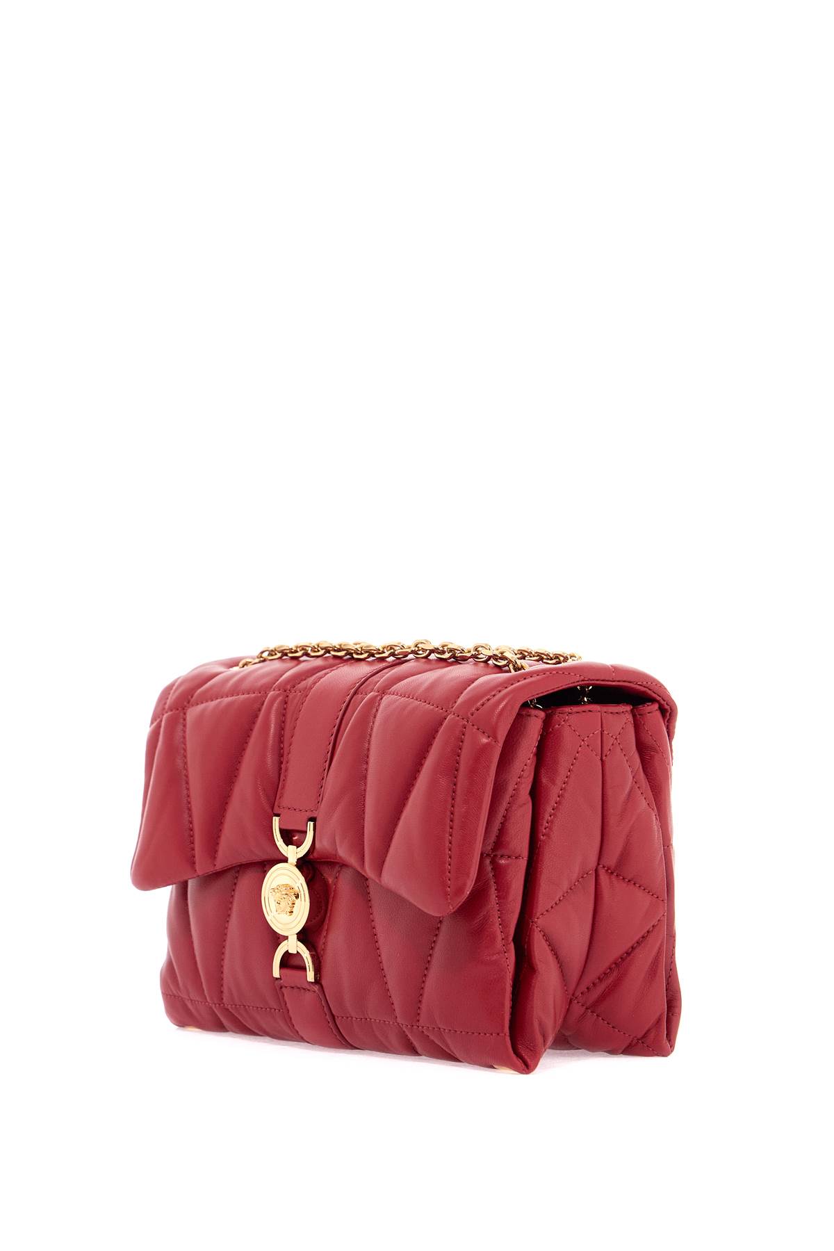 Versace Quilted Shoulder Bag Kleio In Lipstick Red- Gold (red)