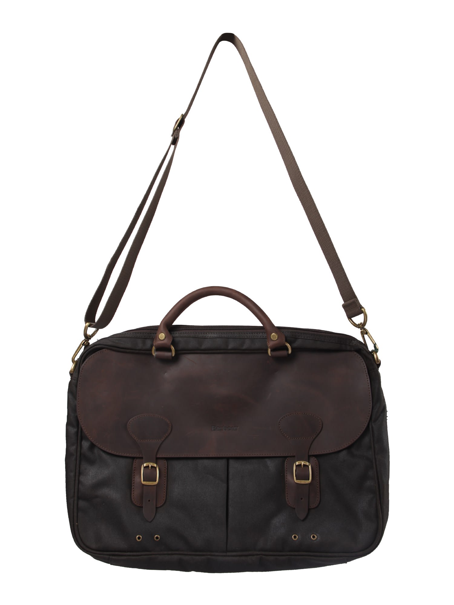 Shop Barbour Waxed Cotton And Leather Briefcase