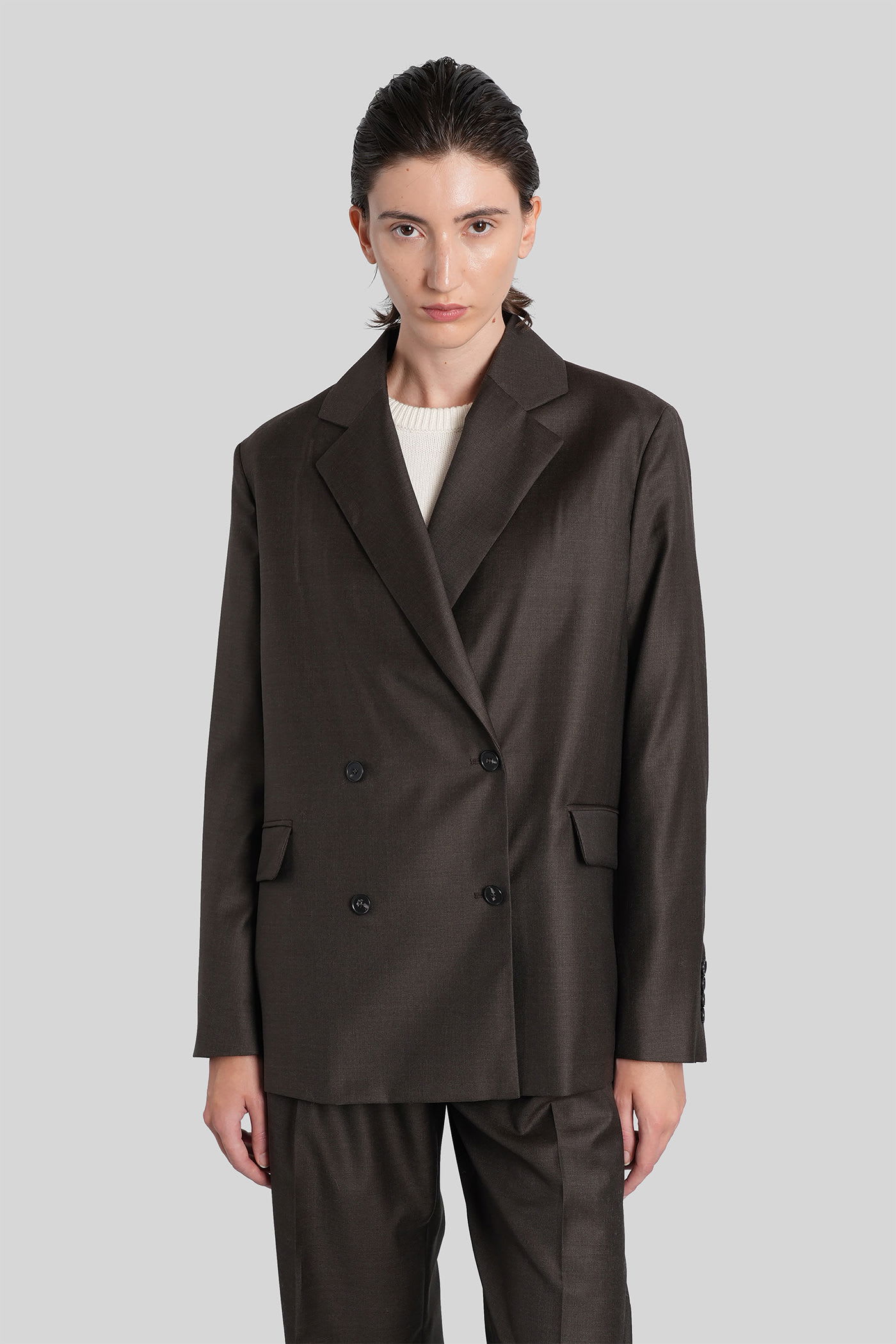 Loulou Studio Donau Lds Blazer In Brown Wool