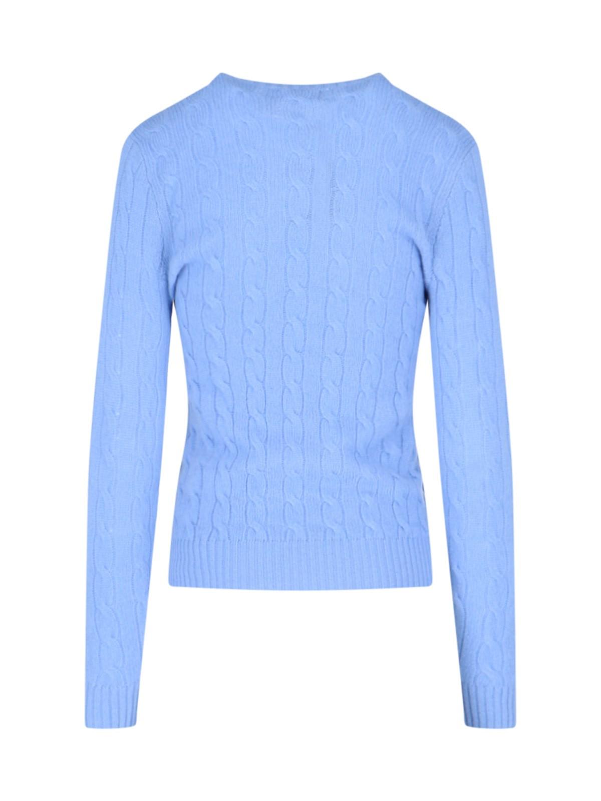 Shop Polo Ralph Lauren Logo Braid Sweater In Clear Blue