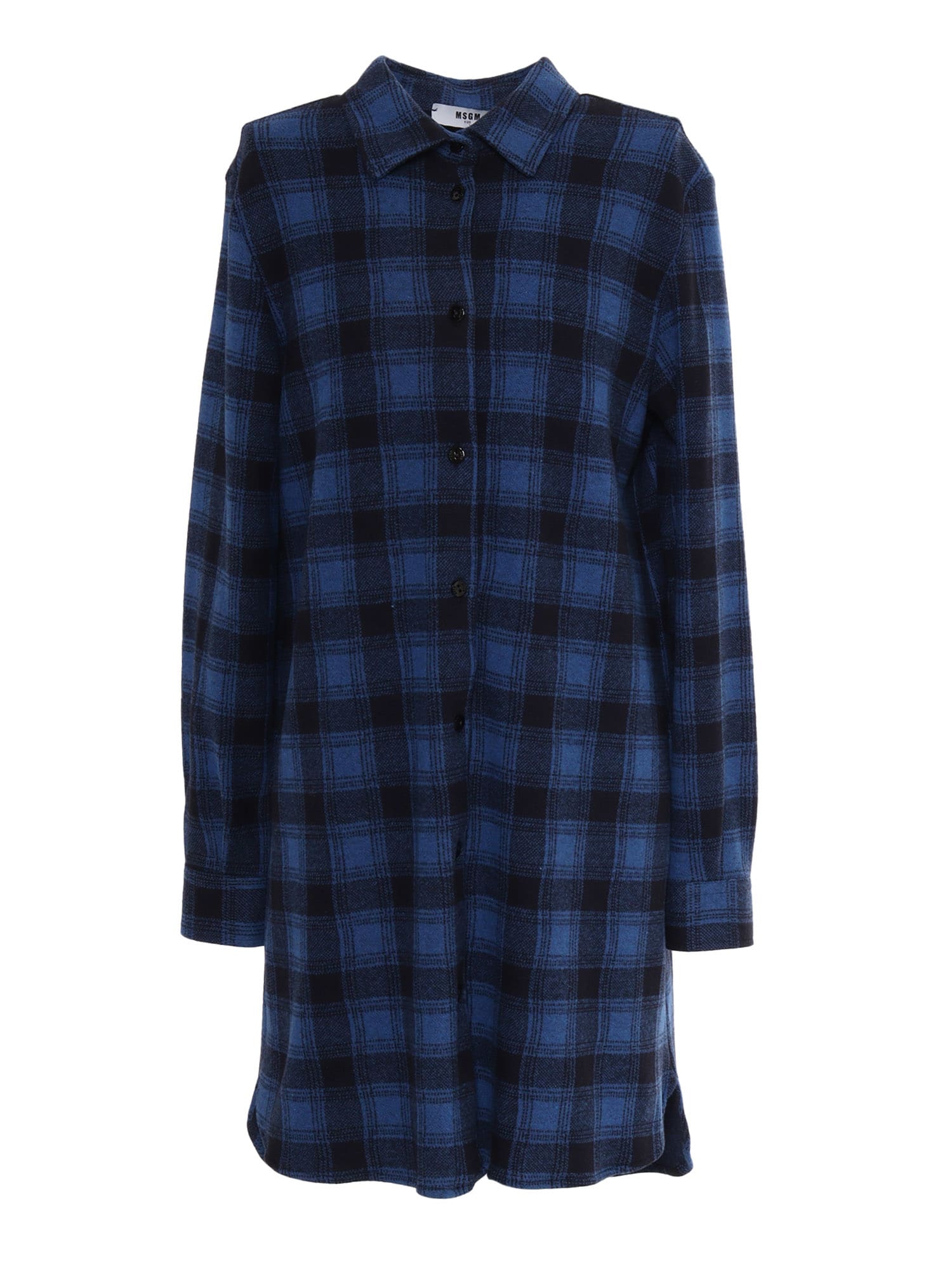 Shop Msgm Check Shirt Dress Girl Royal In Red