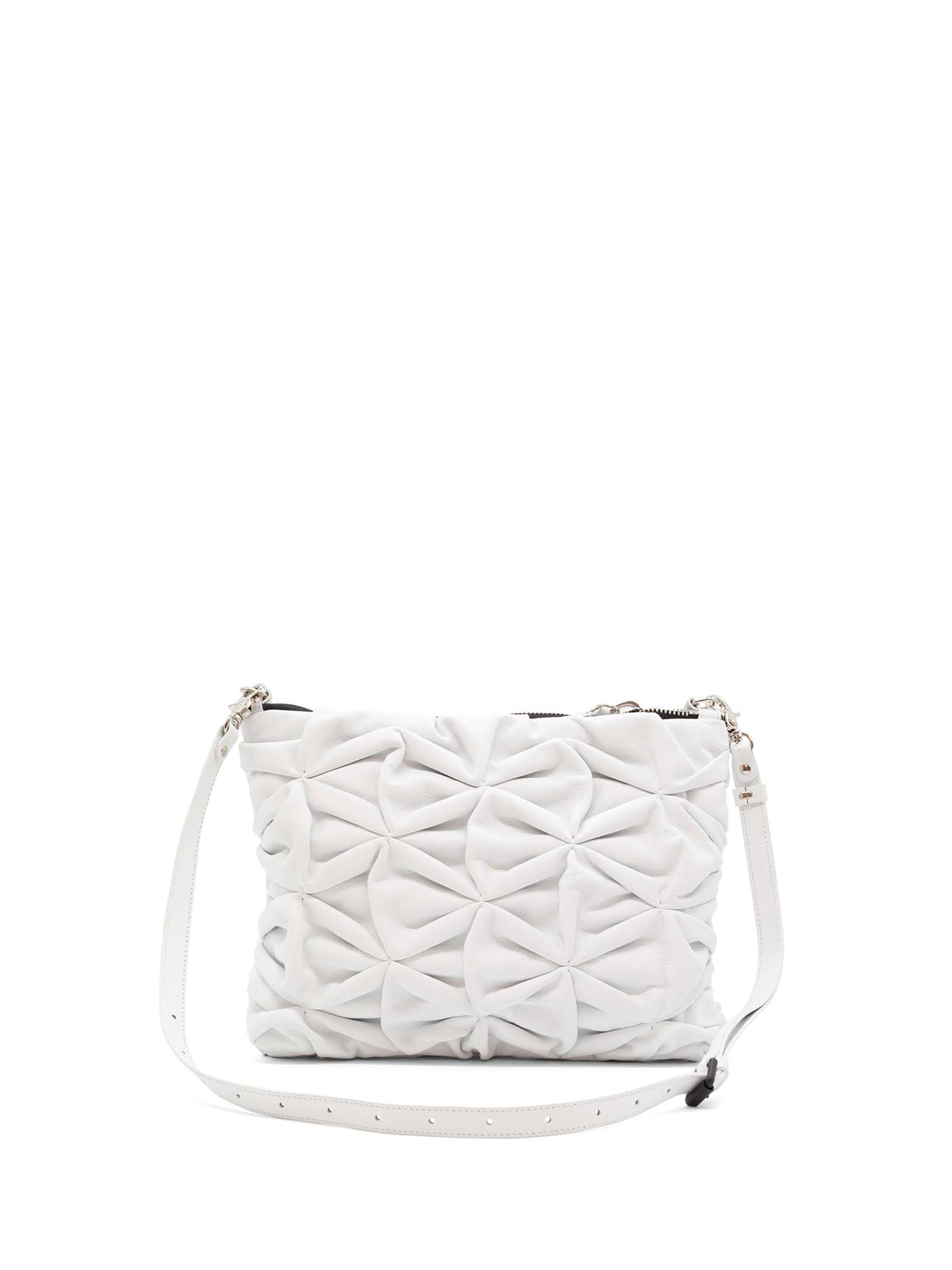 Shop Vic Matie White Leather Bag With Shoulder Strap