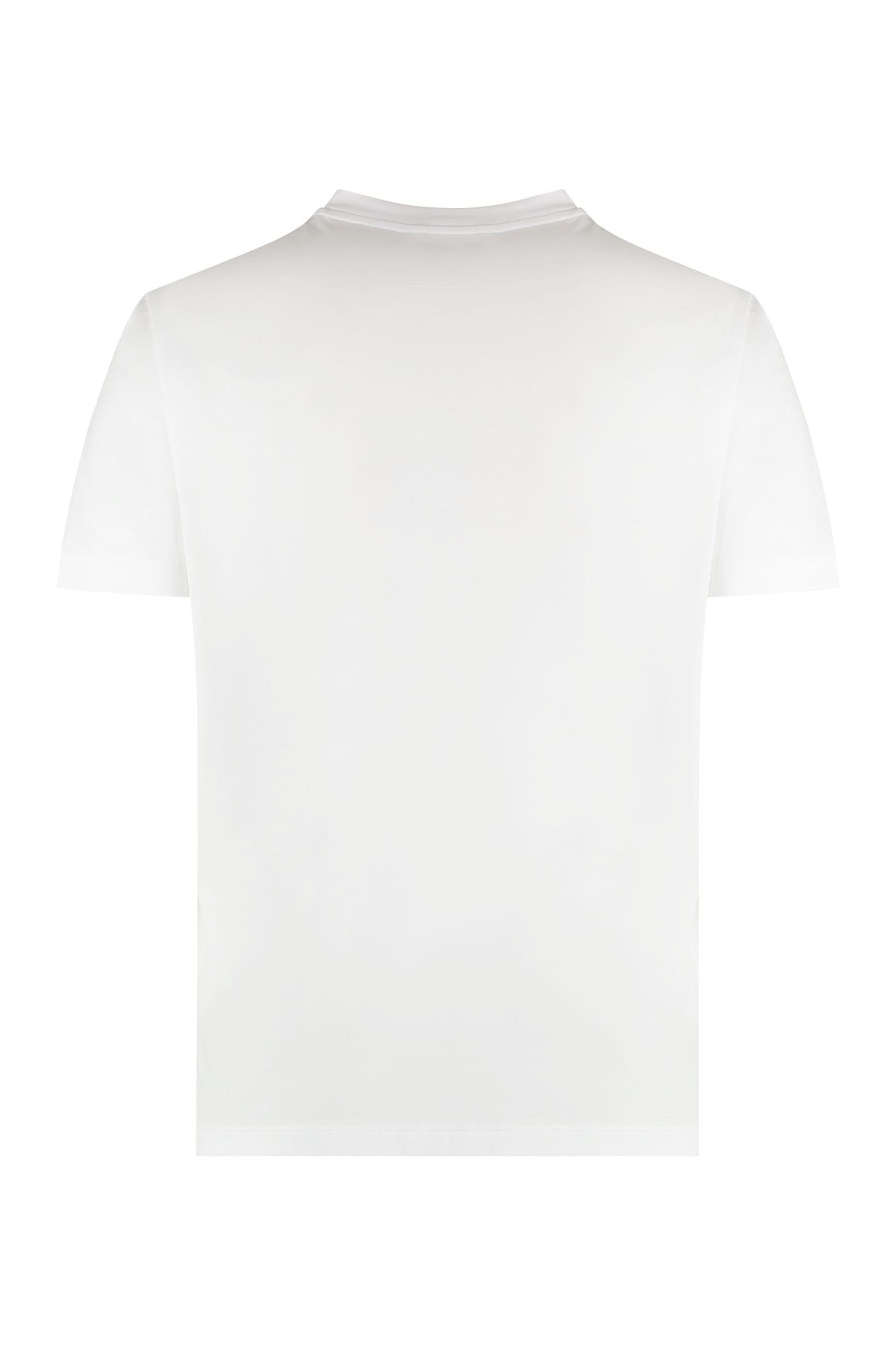 Emporio Armani White Logo Embroidery T-shirt In White