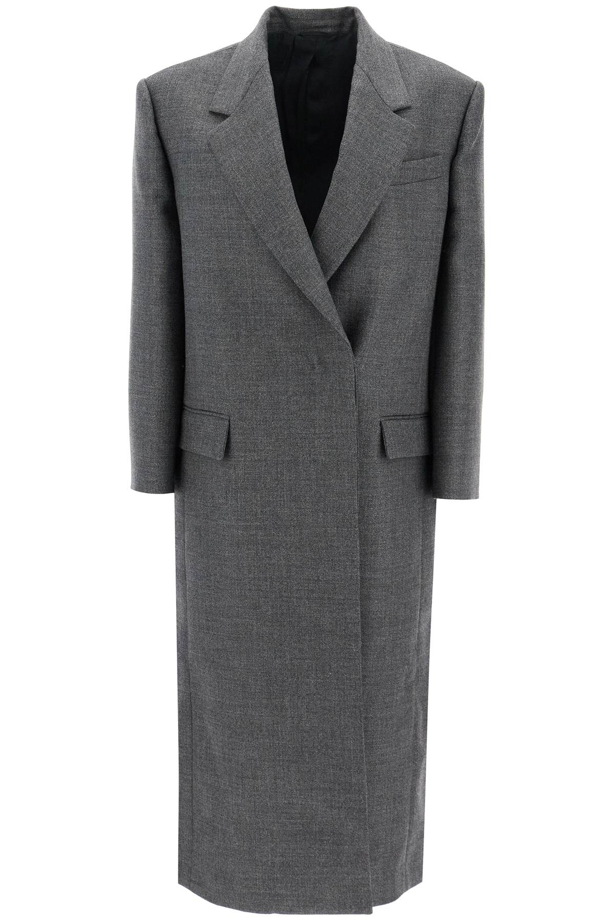 Shop Brunello Cucinelli Woolen Overcoat In Canvas Fabric In Grigio Scuro (grey)