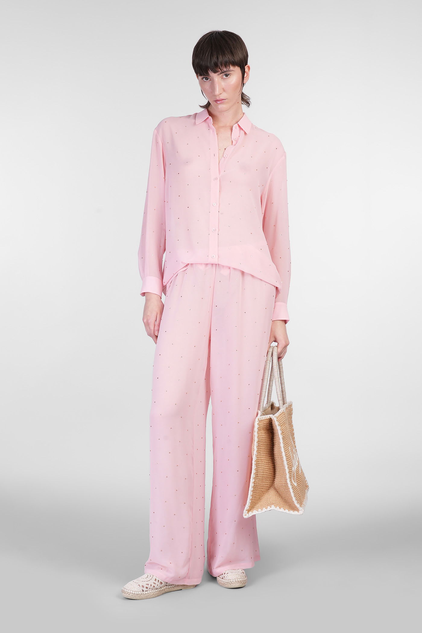 Mc2 Saint Barth Amalia Pants In Rose-pink Polyester In Pink