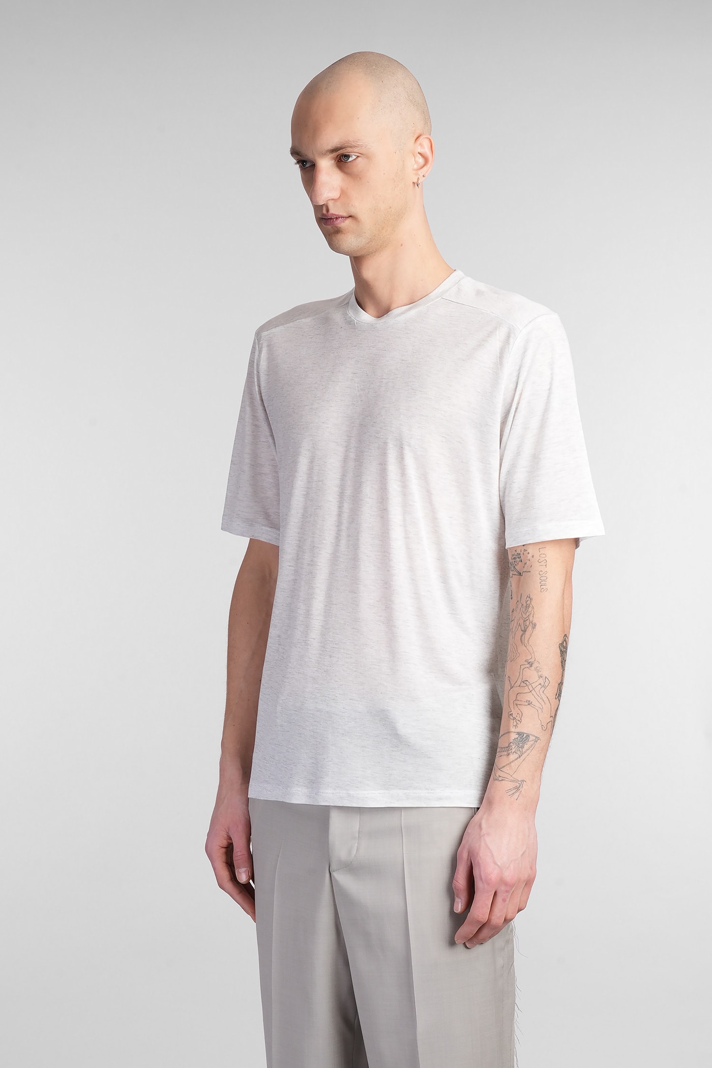 Paura Leyla T-shirt In Grey Cotton In Grey