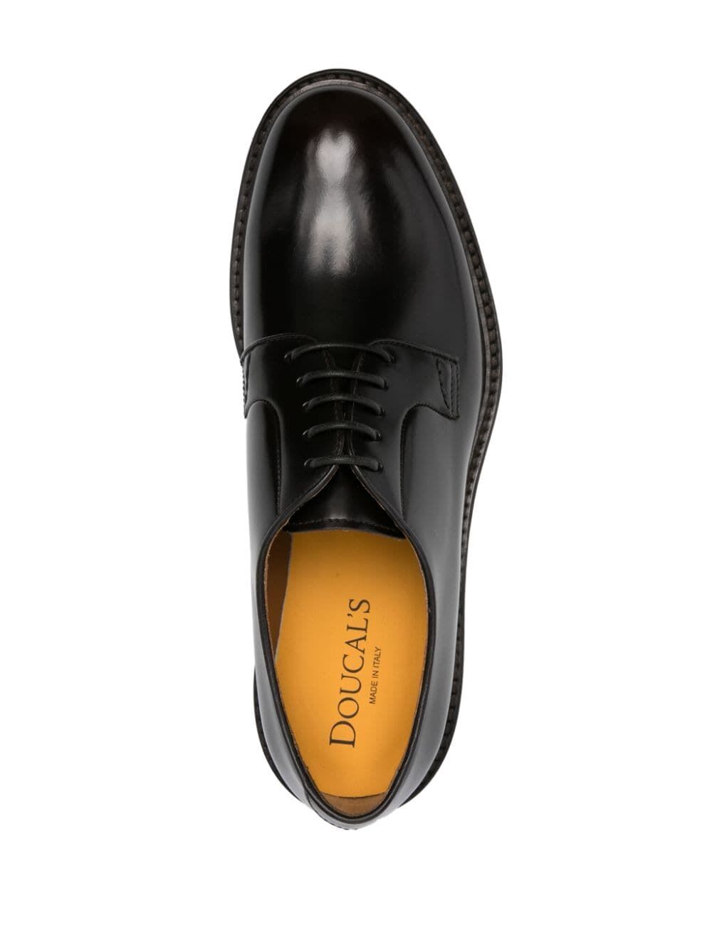 Doucal's Derby Lace-ups In Dark Brown Leather In Brown