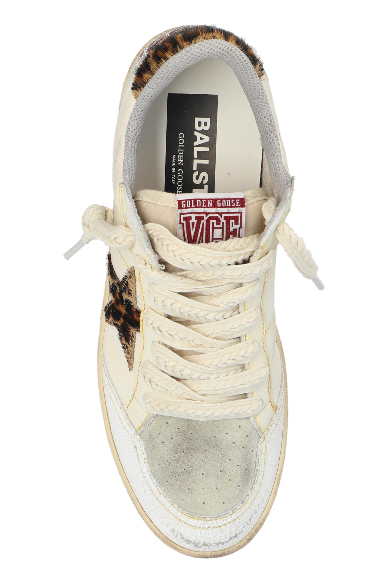 Shop Golden Goose Sneakers Ball Star In Wht Beige Leo