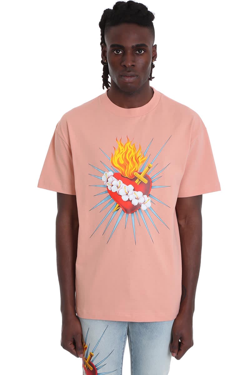 Palm Angels T-shirt In Rose-pink Cotton In Multicolor
