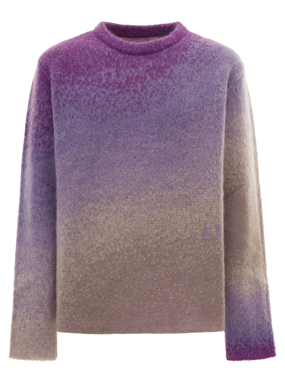 Purple Gradient-effect Crewneck Knikt Sweater In Mohair Blend Unisex Erl