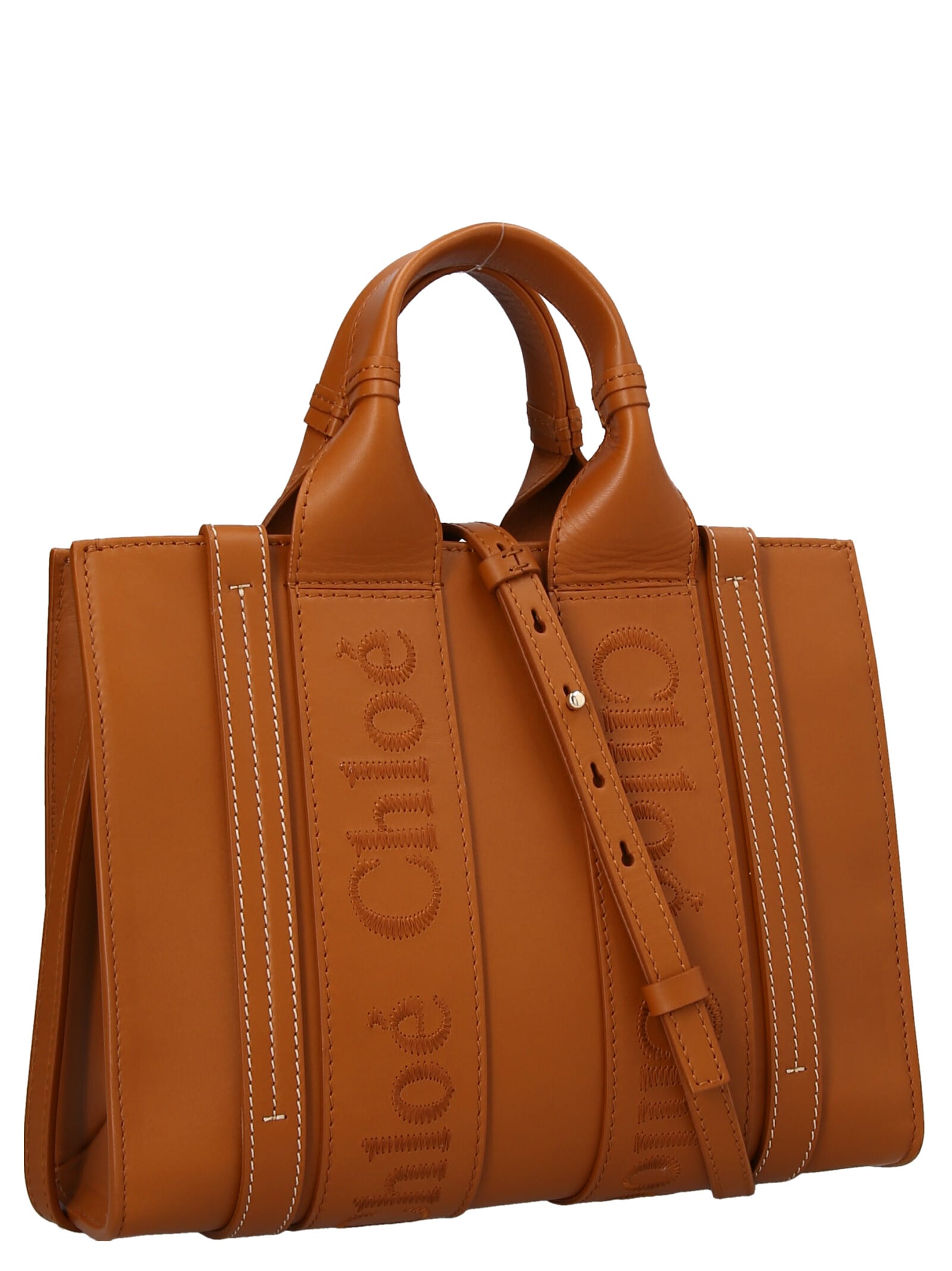 Shop Chloé Woody Small Shopping Bag In Brown