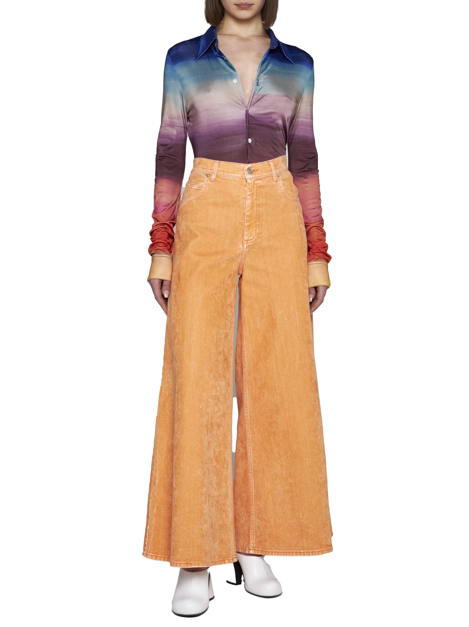 MARNI MULTICOLOURED JERSEY SHIRT WITH DARK SIDE OF THE MOON PRINT