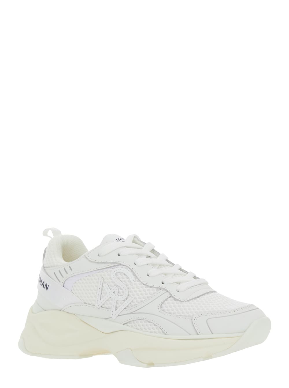 Stuart Weitzman White Sneakers With Logo Embroidery On The Side And Logo Patch On The Heel In Leather And Mesh Woman In White