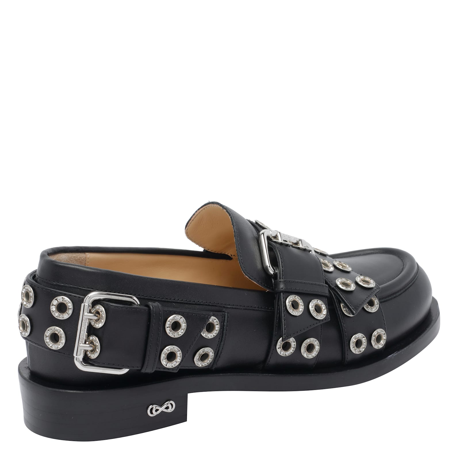 Mach & Mach Buckle Belt Vintage Loafers In Black