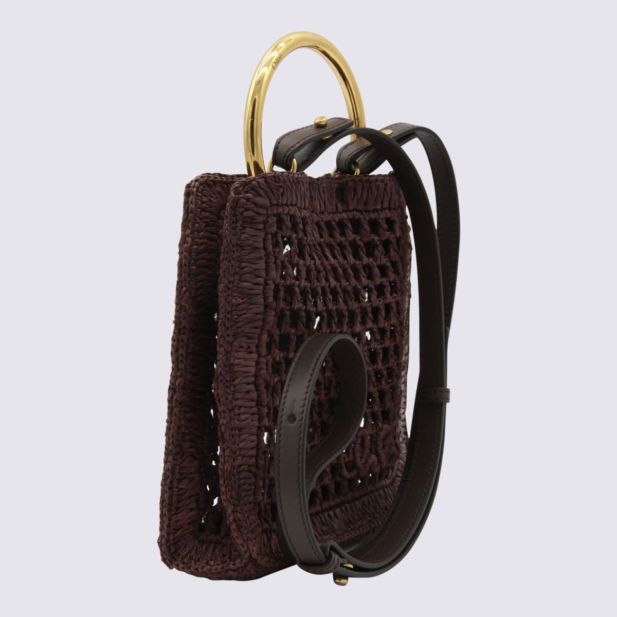 Chloé Weave Strap Tote Bag In Brown