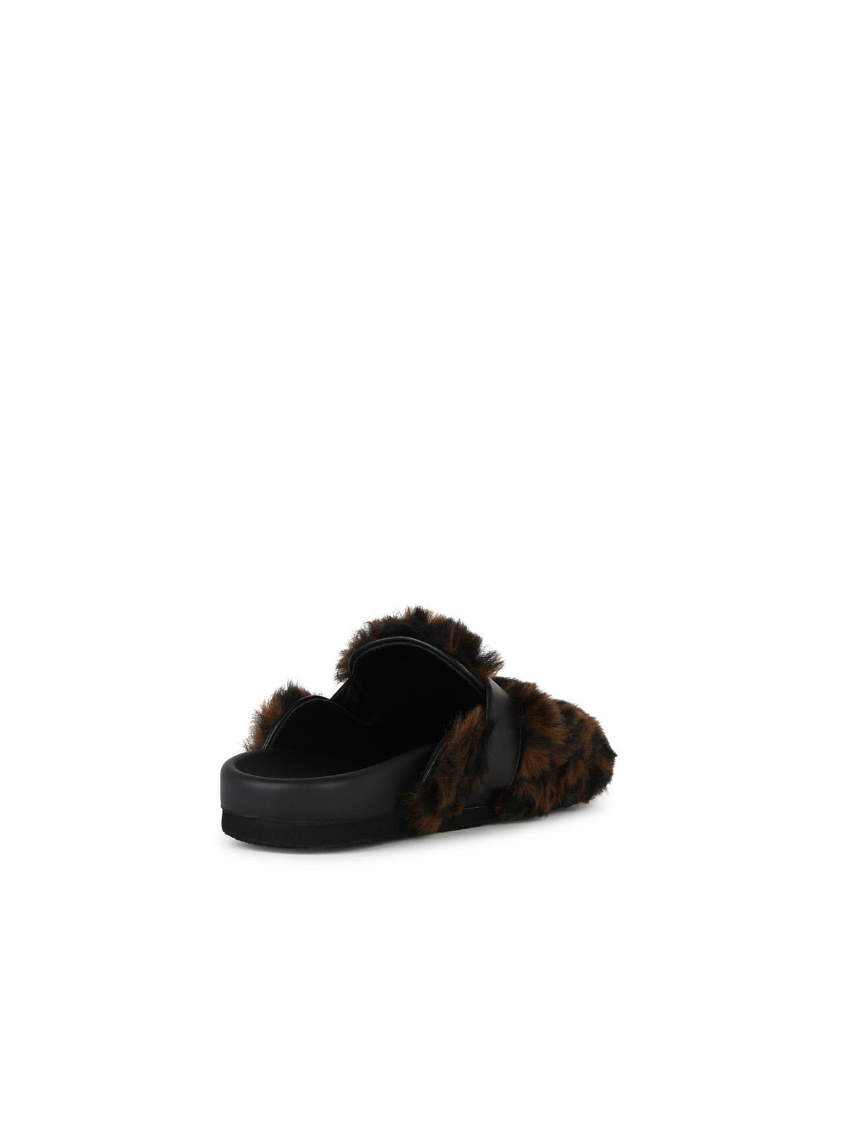 Shop Moschino Brown Leather Blend Slippers