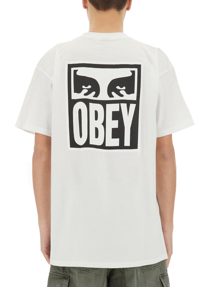 Obey Logo-print Short-sleeve T-shirt In White