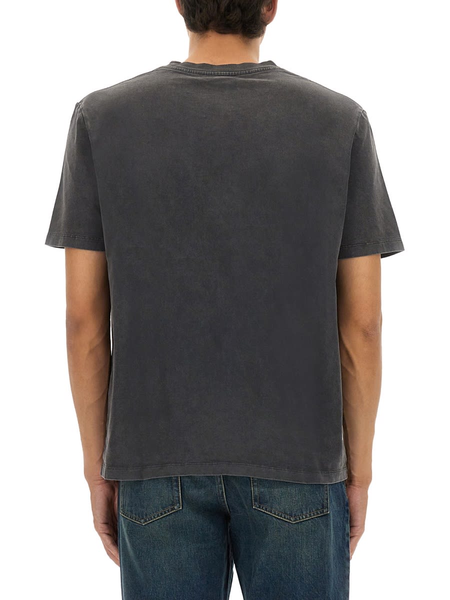 Balmain T-shirt With Logo Embroidery In Gray
