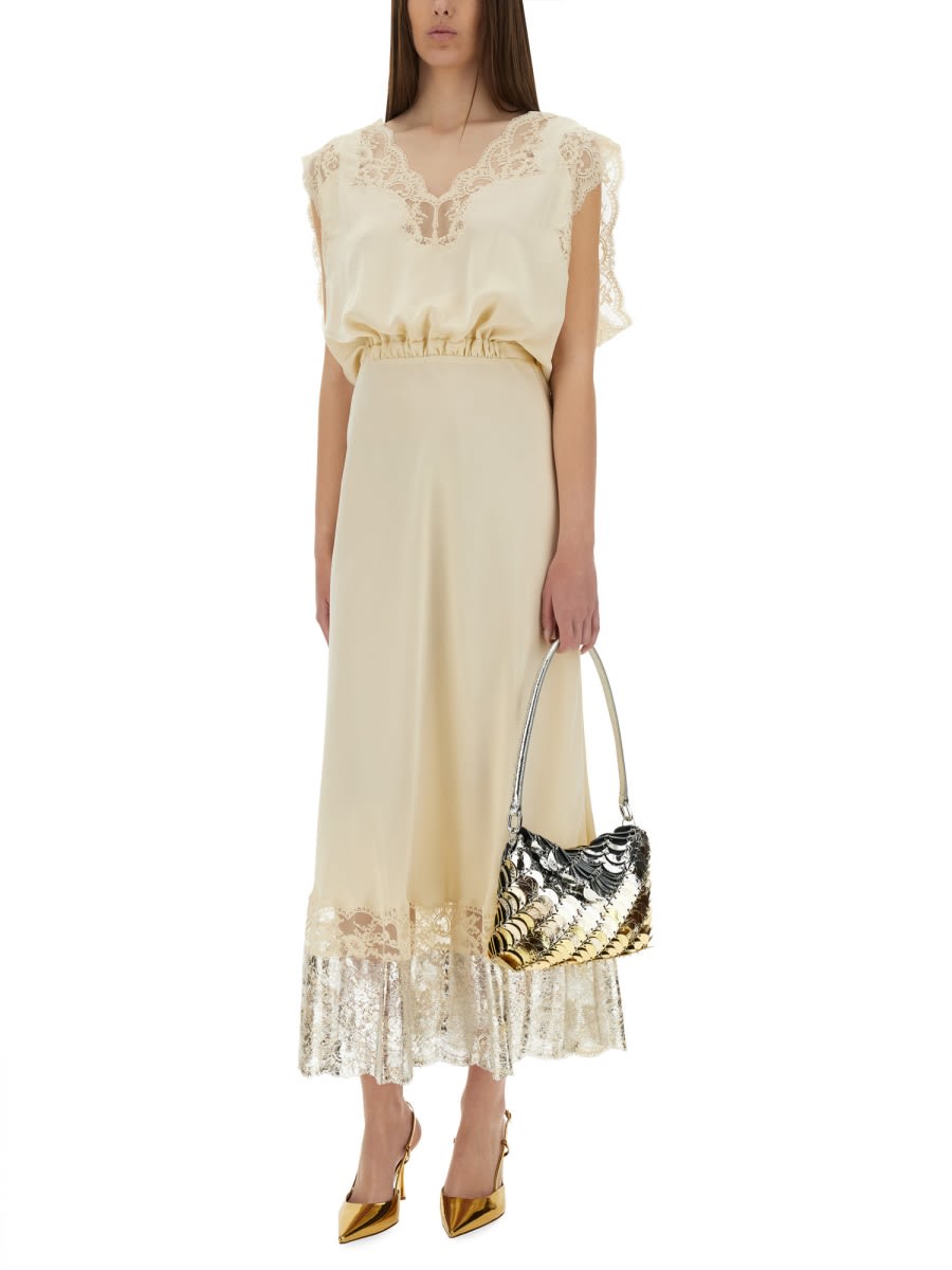 Rabanne Lace Inlay Sleeveless V-neck Midi Dress