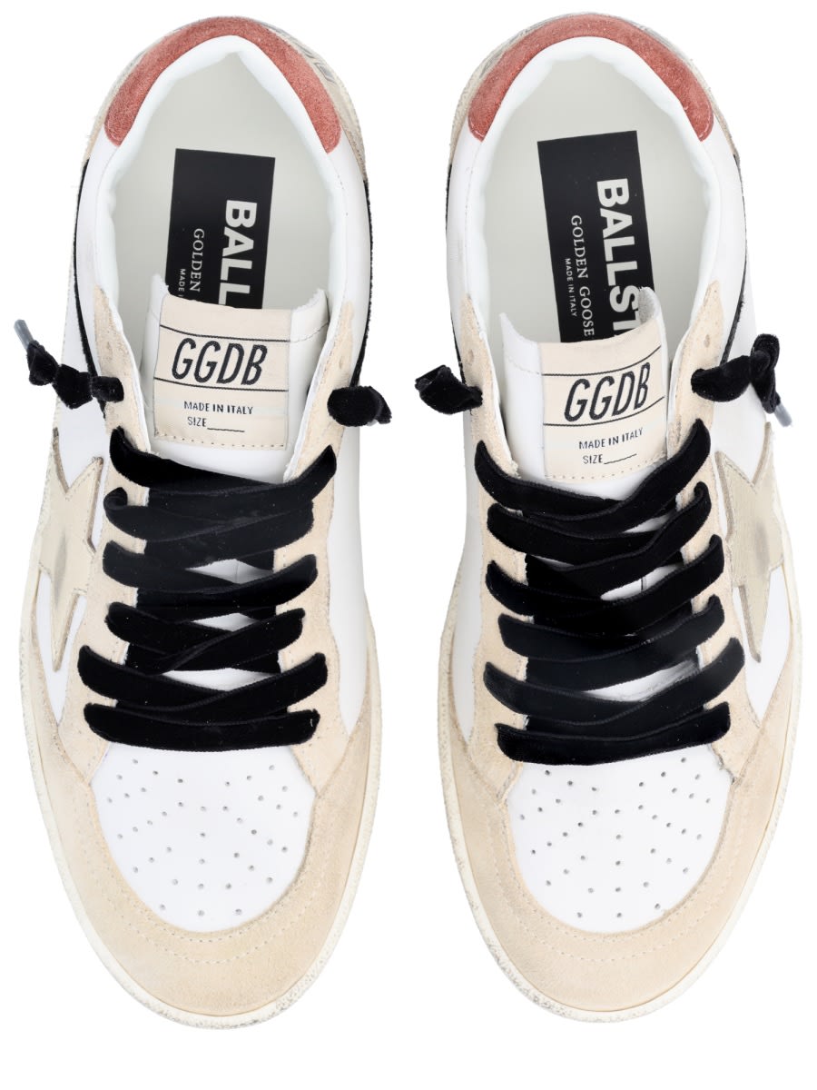 Golden Goose Ball Star Leather Upper Suede Toe And Spur Laminated Star Waxed Suede Heel Sneakers White
