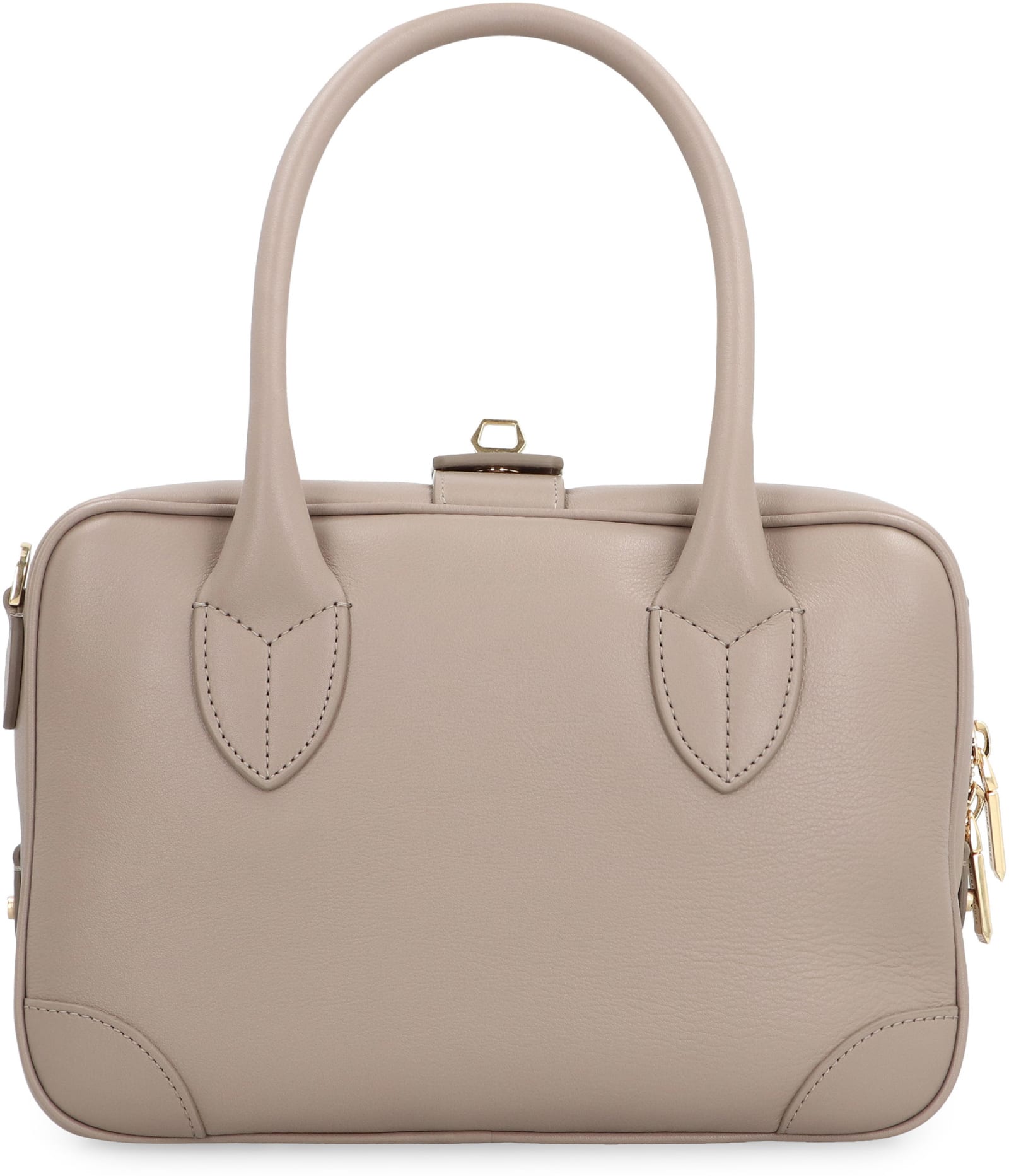 Shop Golden Goose Vita Leather Handbag In Taupe