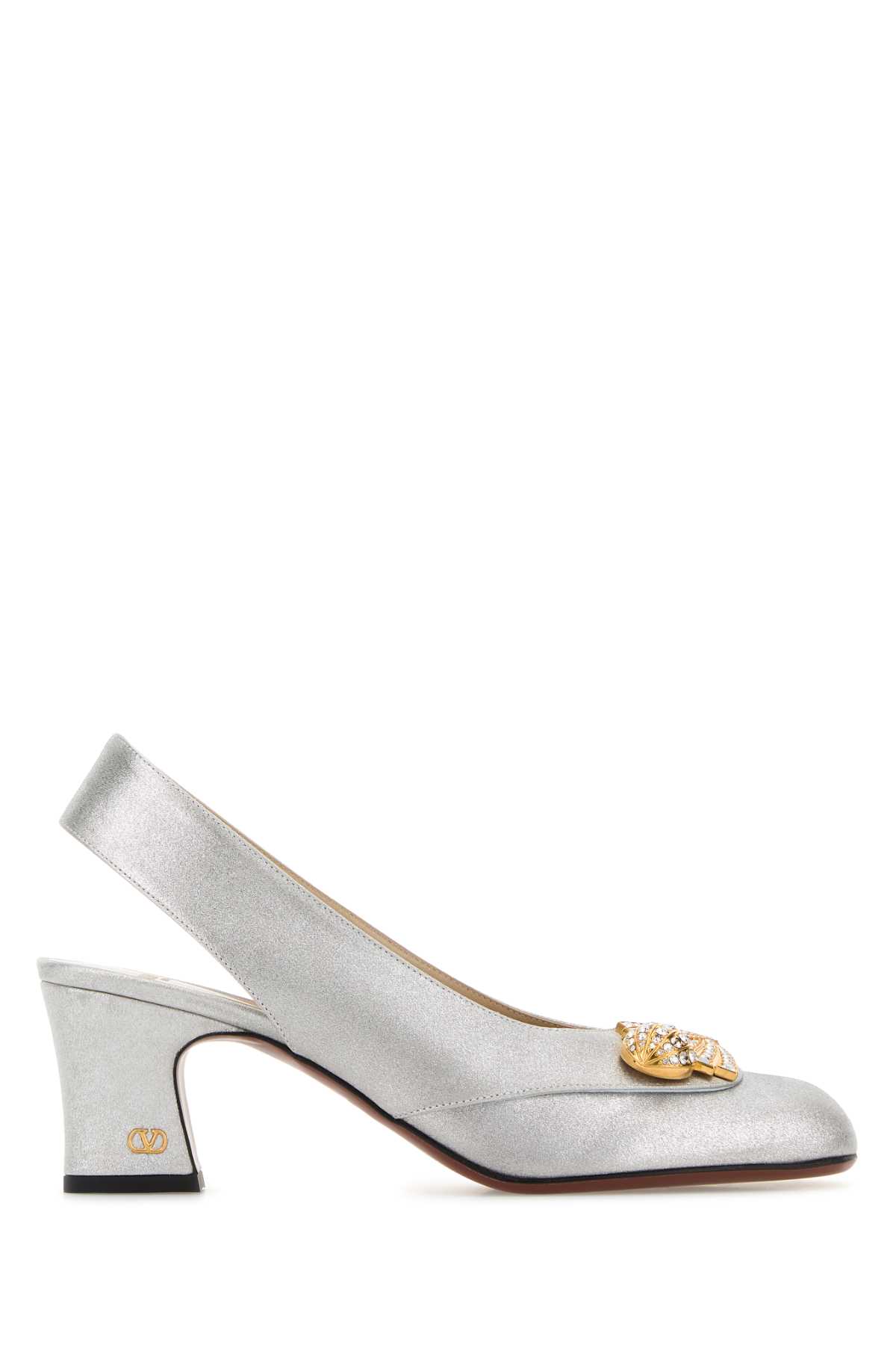 Valentino Garavani Adamantine Slingback Pumps In Glitter Fabric 60mm Woman Silver 39.5 In Multi