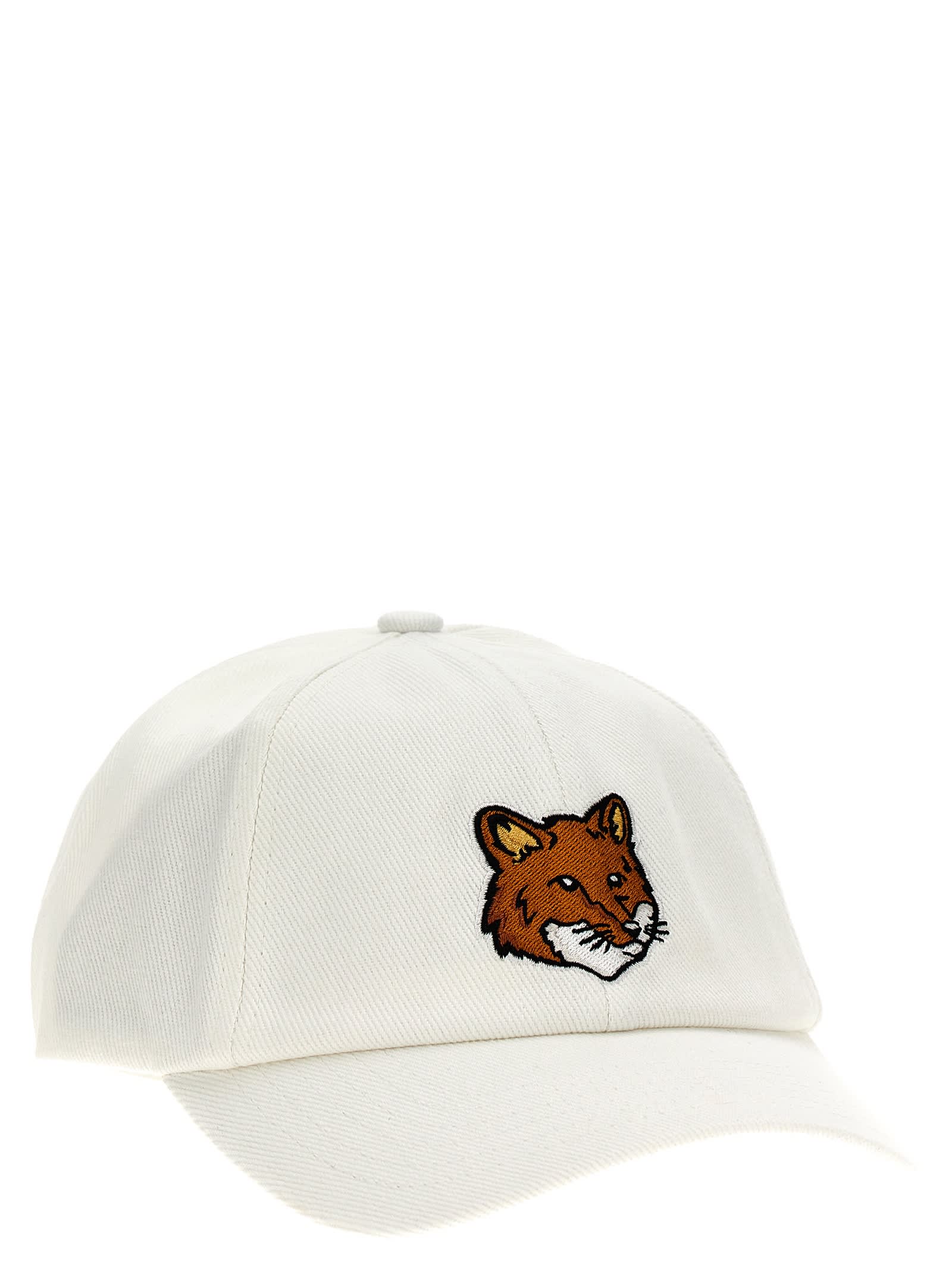 Shop Maison Kitsuné Large Fox Head Cap In White