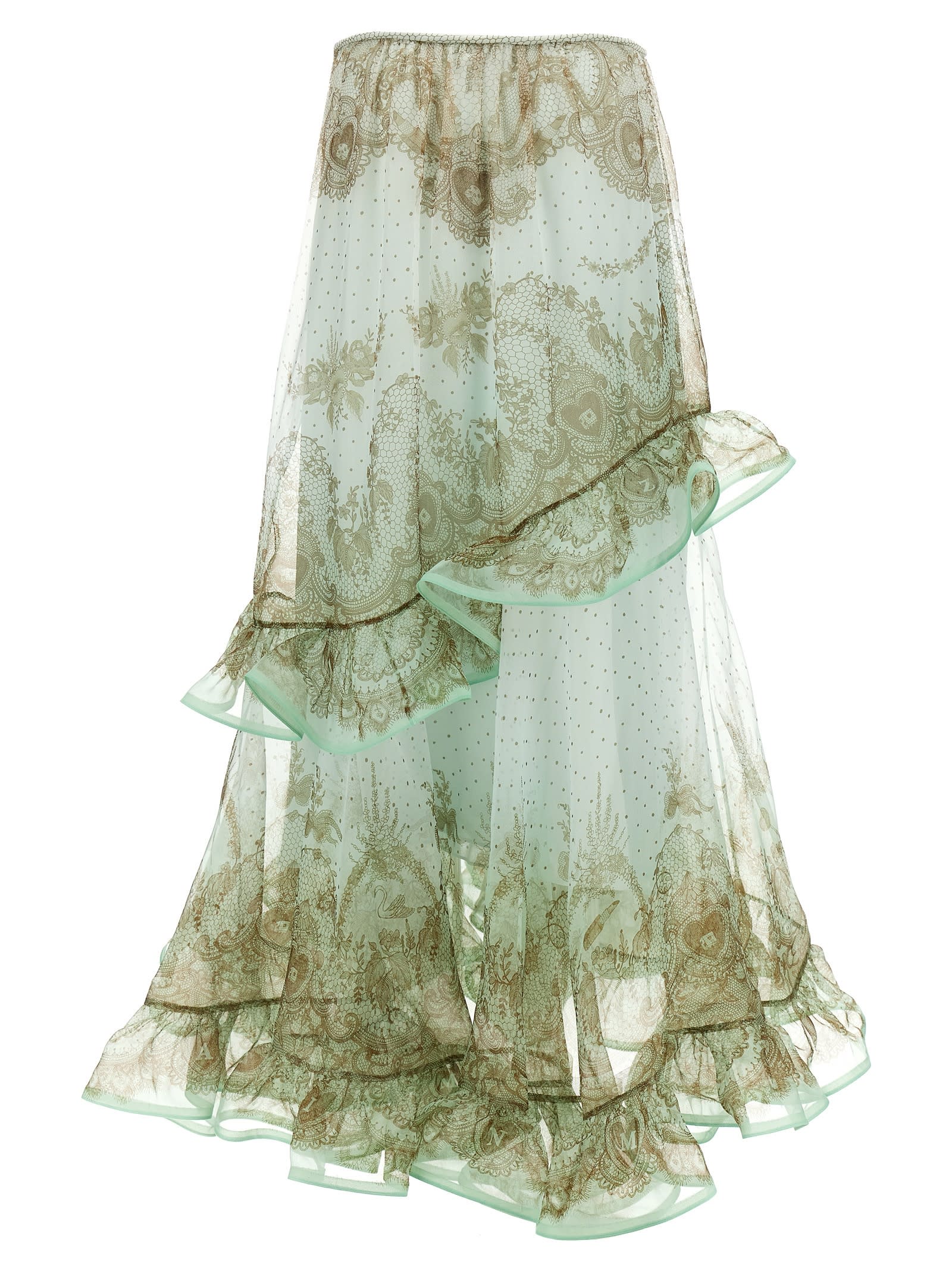 Shop Zimmermann Crush Flutter Maxi Skirt In Green