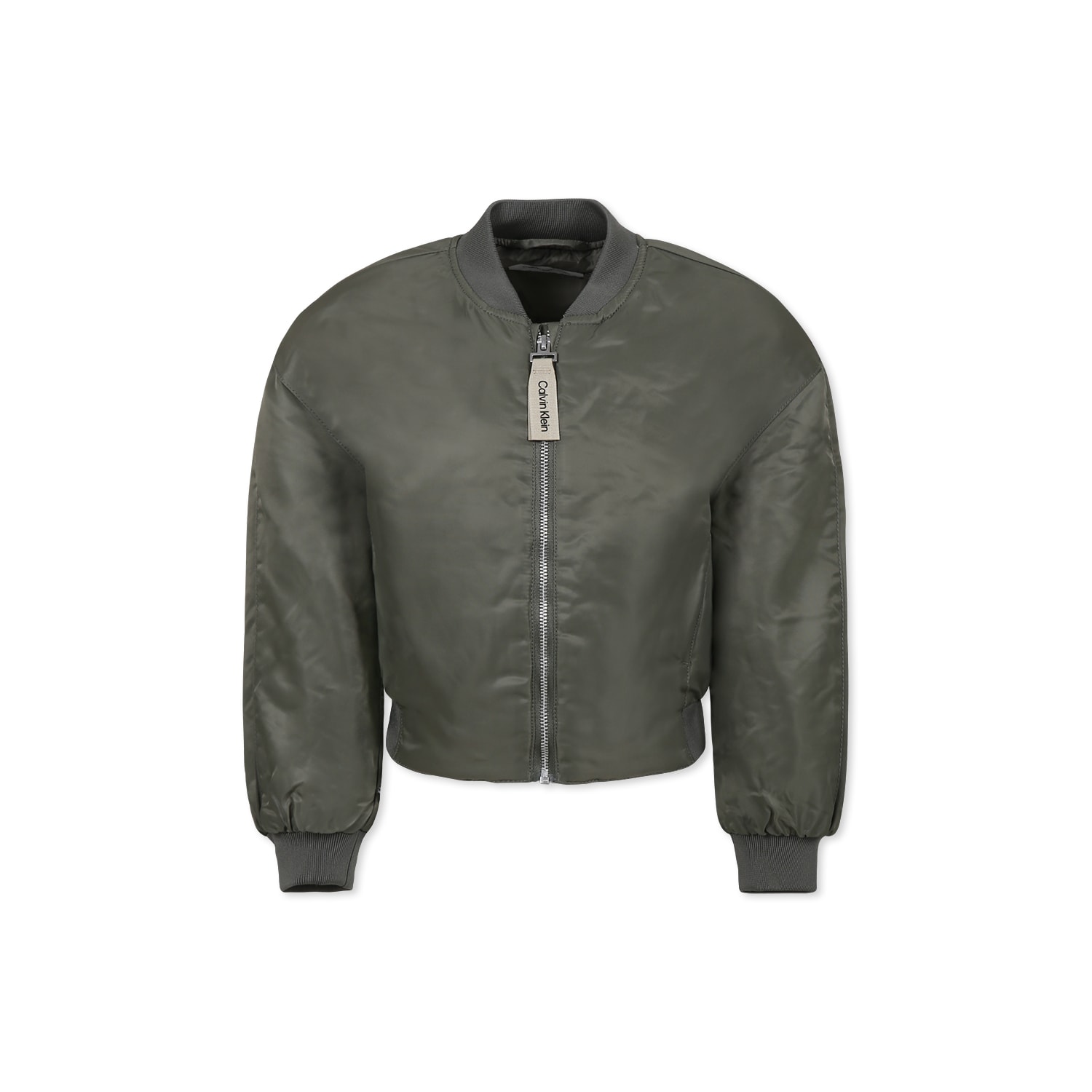 Calvin Klein Logo-print Bomber Jacket In Green