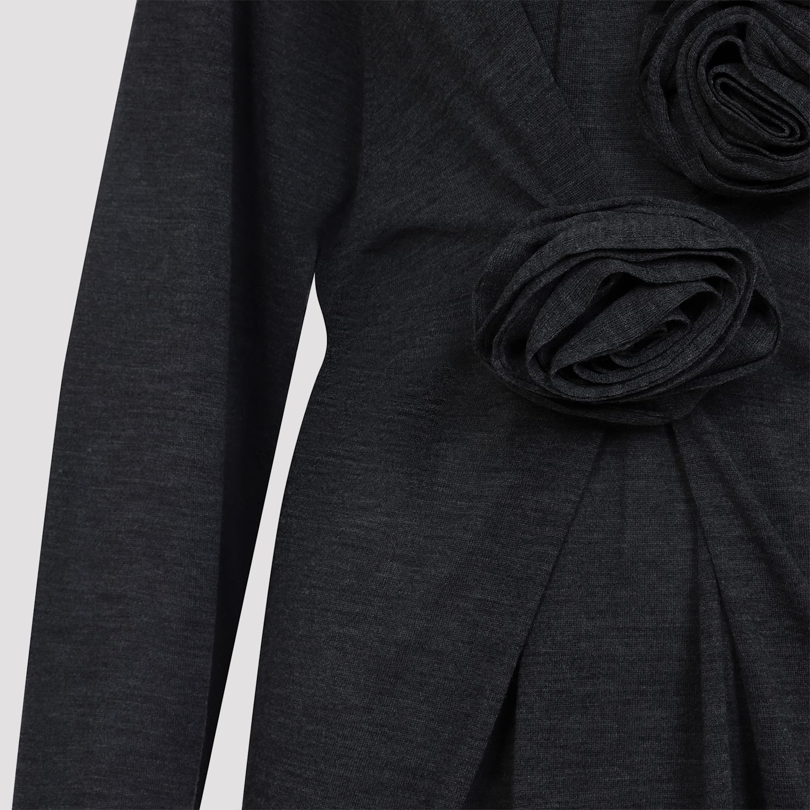 Alberta Ferretti Alberta Ferreti Sweater In Merino Wool With Floral Embroidery In Black