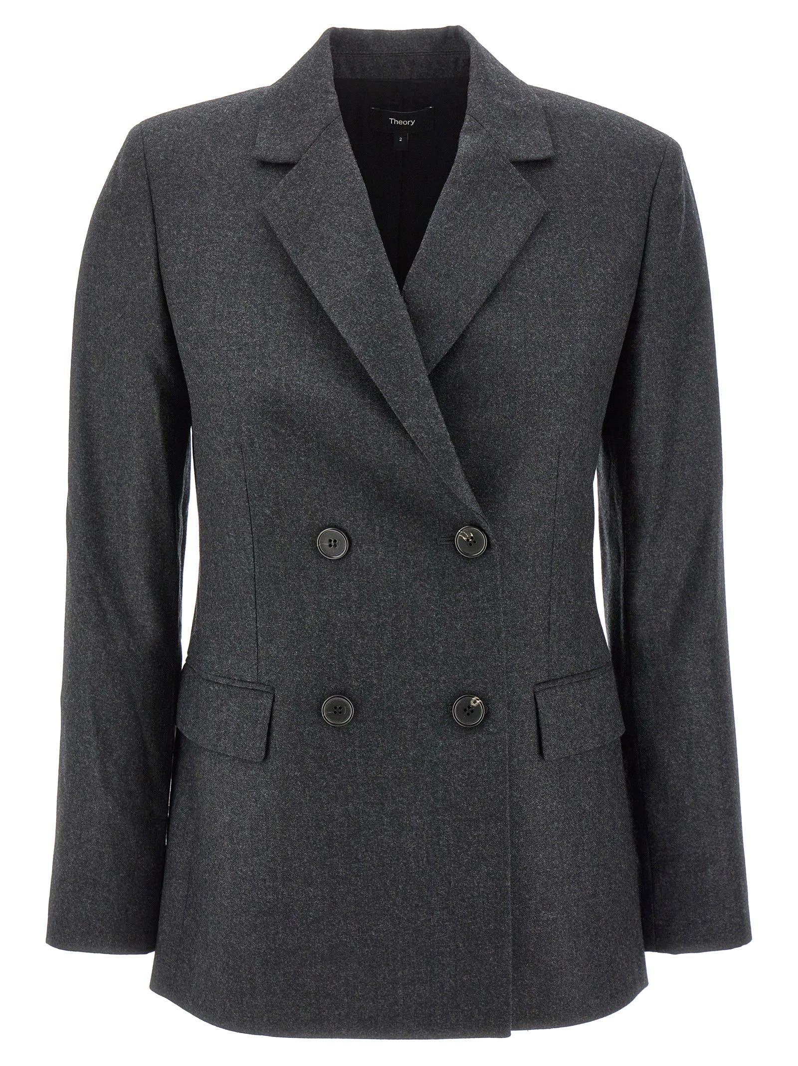 THEORY DOUBLE-BREASTED WOOL BLAZER