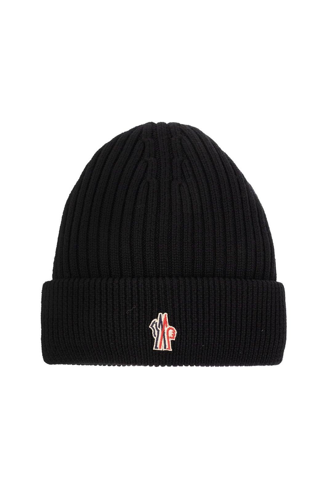 Shop Moncler Logo Embroidered Beanie In Black