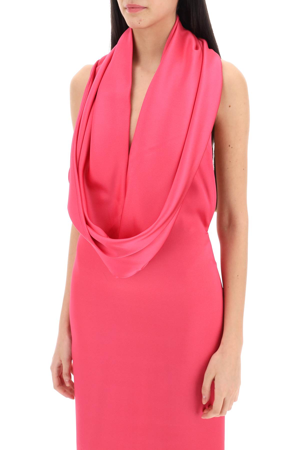 Shop Giuseppe Di Morabito Maxi Gown With Built-in Hood In Pink (fuchsia)