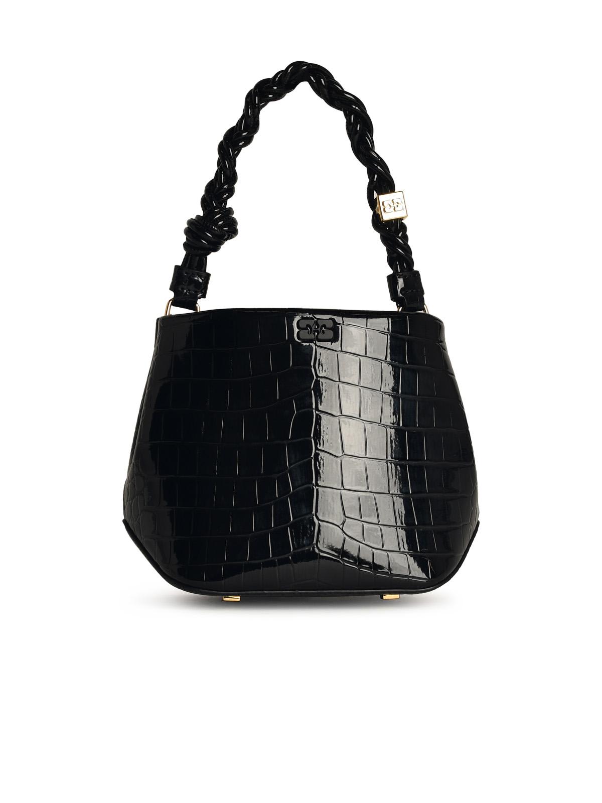 Shop Ganni Bou Cocco Bucket Bag In Black Recycled Leather Blend