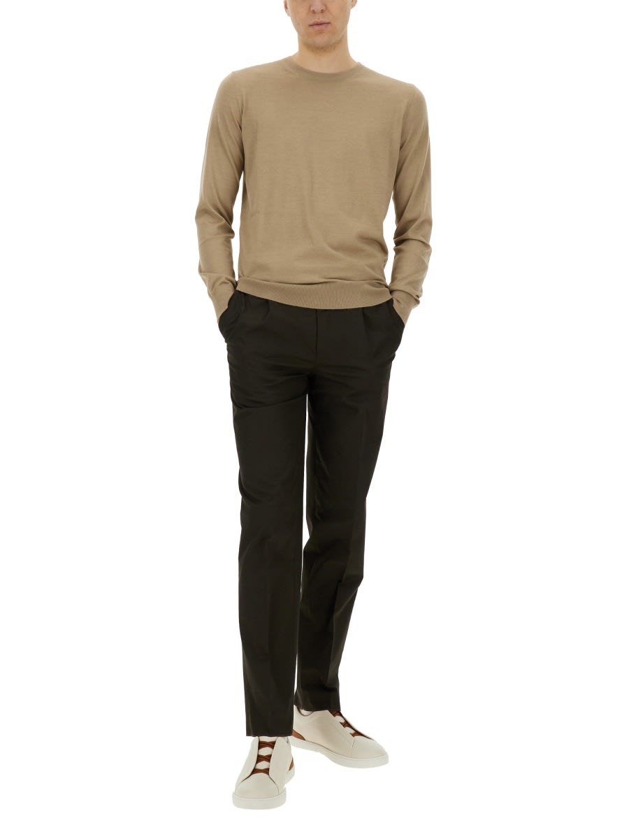 Shop Zegna Cashmere And Silk Sweater In Beige