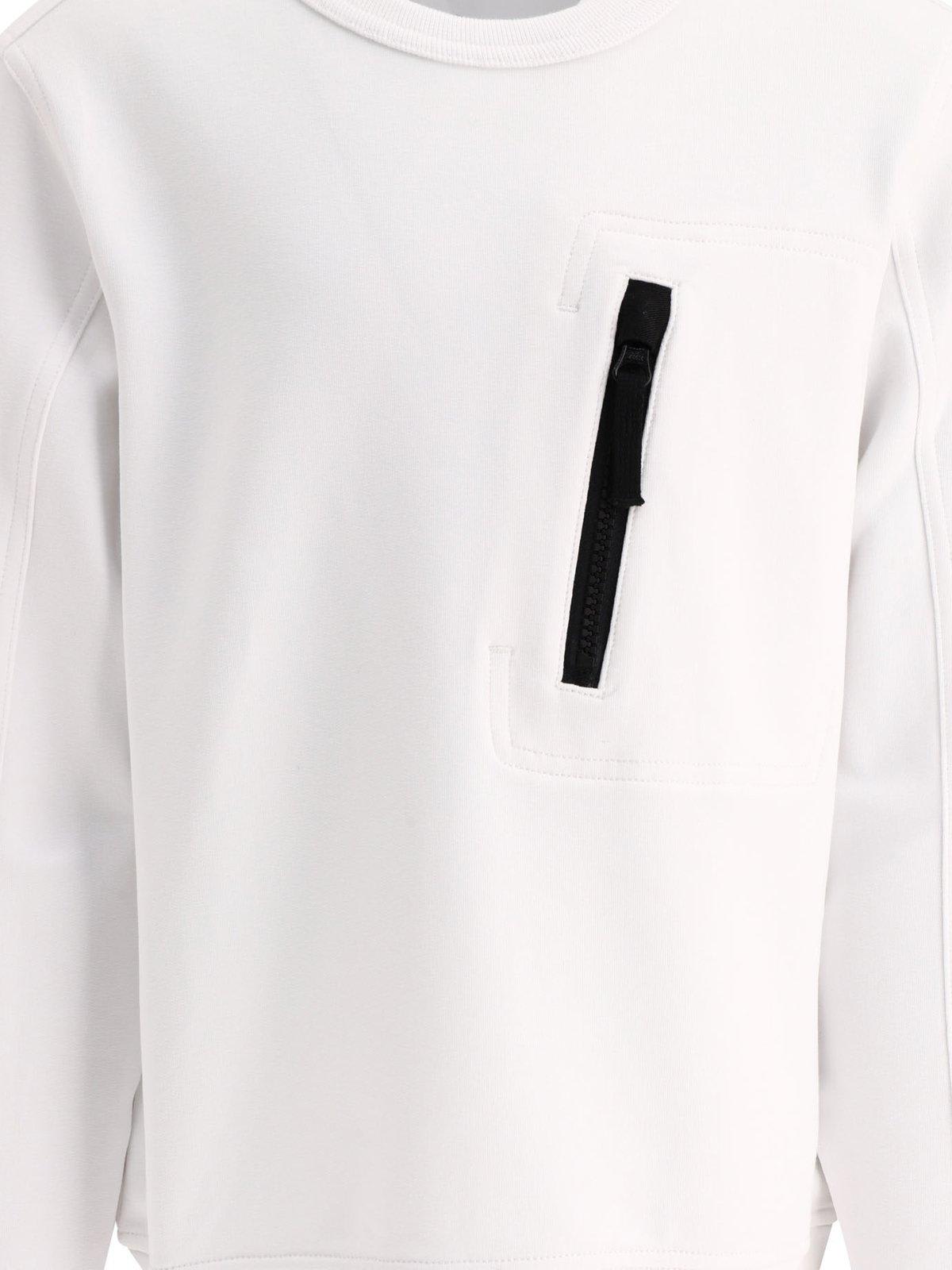 Shop Stone Island Compass-patch Crewneck Sweatshirt In White