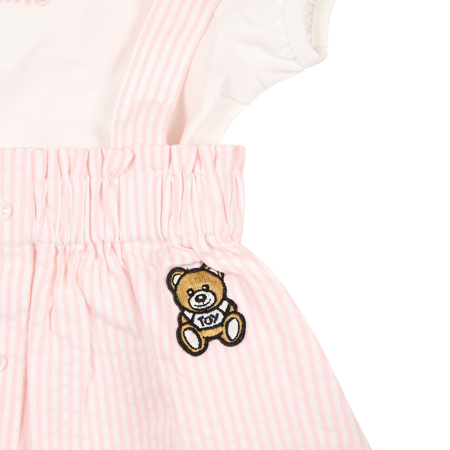 Shop Moschino Pink Dungarees For Baby Girl