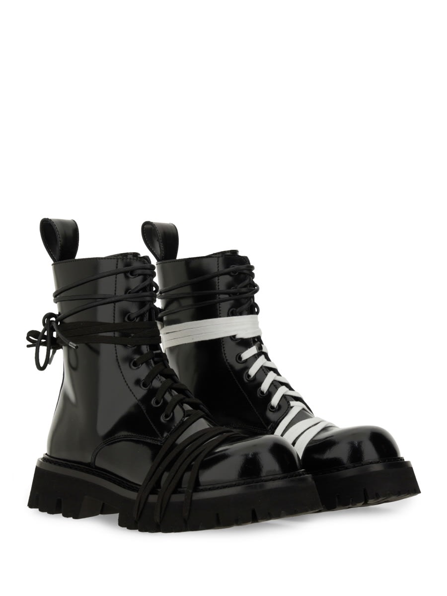 Moschino Glossy Leather Lace-up Boot With Sole