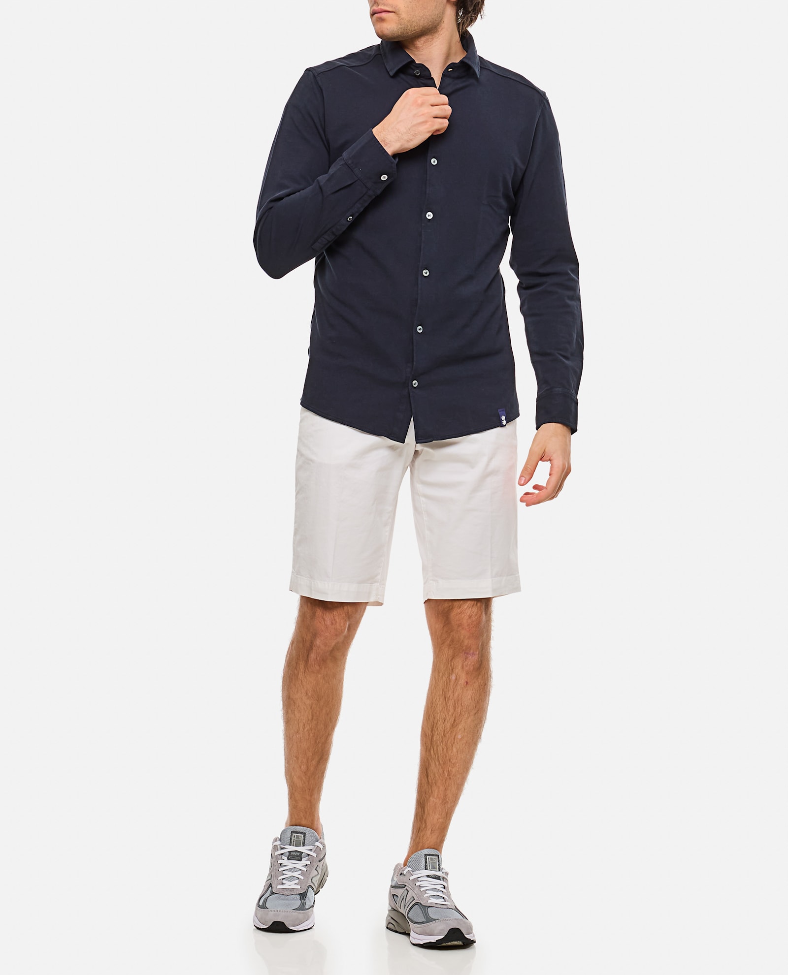 Drumohr Piquet Shirt With Button-down Collar And Tailored Fit In Blue